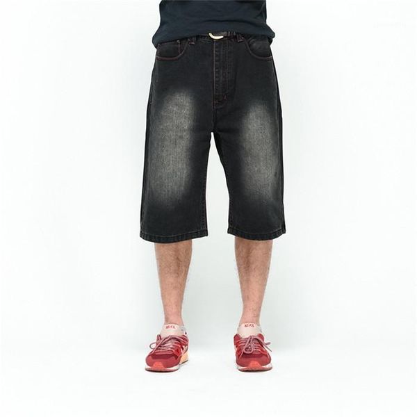

men's jeans 2021 summer loose baggy denim short men hip black length boardshort male clothing blue plus size 46,033-21