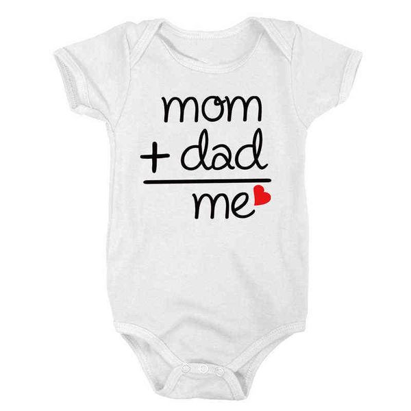Mamãe engraçado e pai = Me engraçado recém-nascido bebê romper algodão amor jumpsuits toddler menina traje boy roupas para bebês 0-24m g1221
