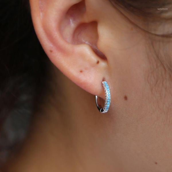 

round crystal circle small loop huggies turquoises cute hoop earrings for women jewelry kids baby children girls1, Golden;silver