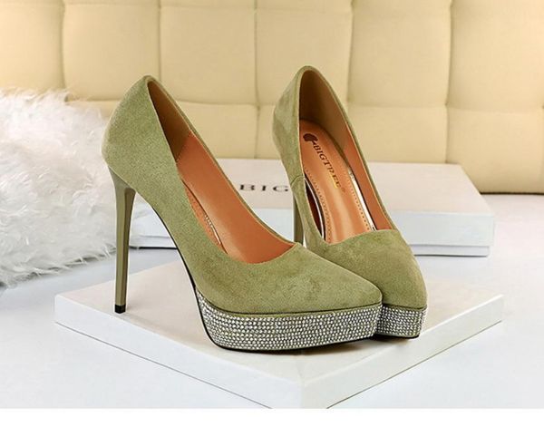 

women's shoes spring and autumn high fine heel pointed end suede waterproof table @umas98, Black
