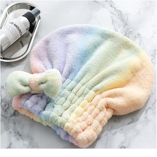 

dry hair towel with bowknot shower cap super absorbent quick-drying hair cap bath accessories for women cora qylnpj