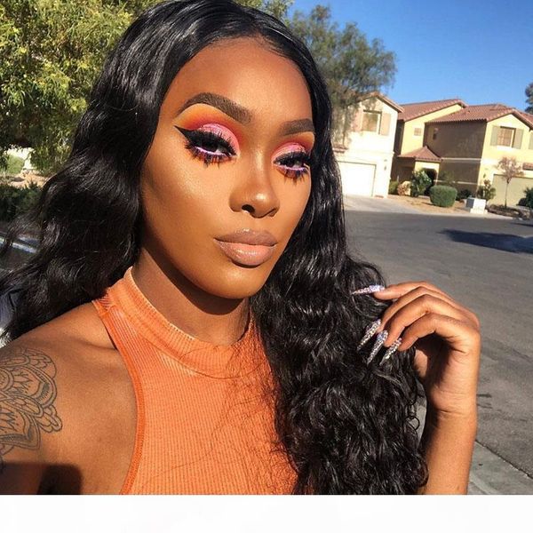 

lace front wigs with baby hair unprocessed brazilian virgin human hair wigs for black women brazilian body wave pre plucked natural hairline, Black;brown