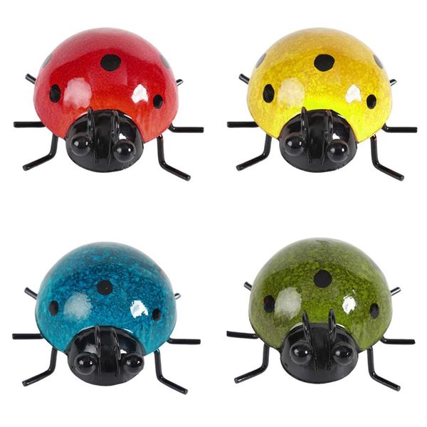 

4pcs metal ladybug fence hanging outdoor garden wall tree decor figurine
