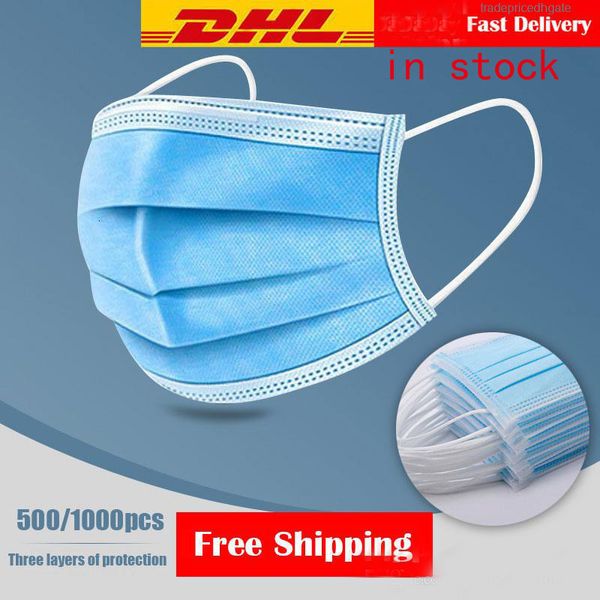 

shipping mask pack disposable spot courier dhl 3 layers dustproof and haze braided elastic earhook salon masks