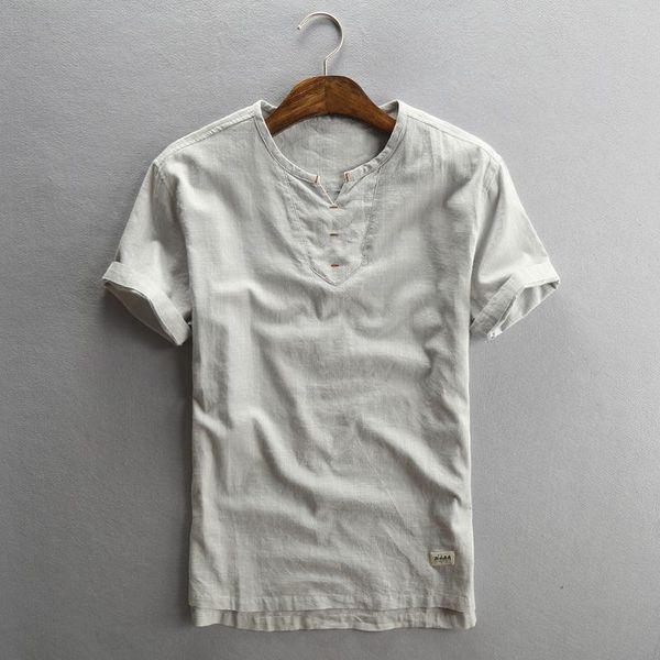 

men's t-shirts plus size m-5xl mens pullover linen t shirt men short sleeve summer quality casual t-shirt slim fit for ts-725, White;black