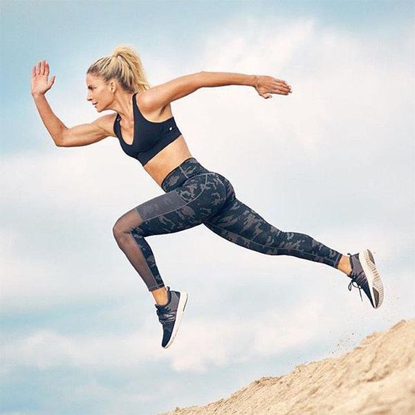 

women's new high waist slim stitching pocket mesh camouflage leggings women's fashion fitness jogging leggings, White;red