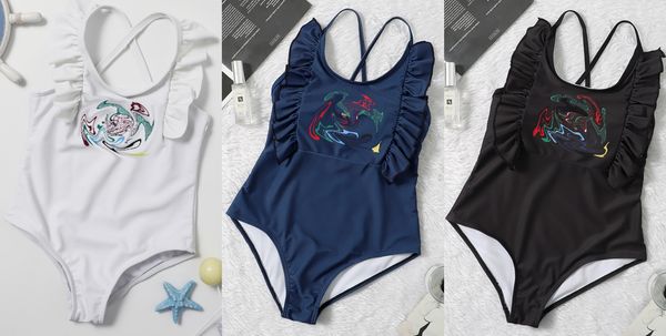 

girls swimsuit new one piece swimwear flamingo ruffle style children's swimwear unicorn one piece swimsuit