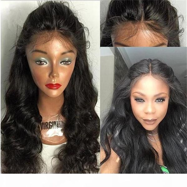 

8a quality body wave full lace human hair wigs brazilian 180 density full lace wig unprocessed glueless front lace wigs, Black;brown