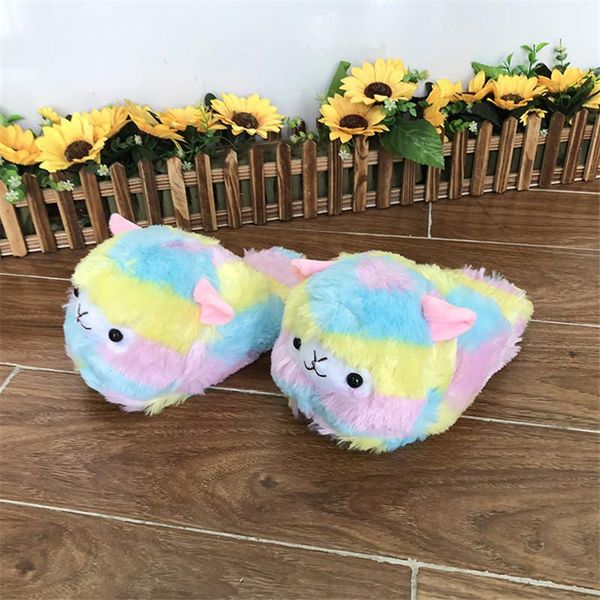 

slippers winter cartoon grass mud horse soft plush warm home slides ladies indoor floor cotton shoes big size 35-43, Black