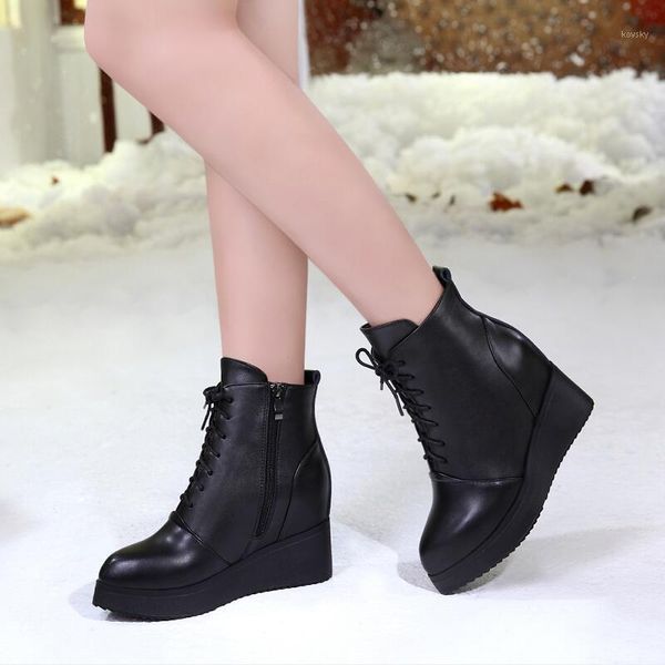 

women wedges boots platform women leather shoes black boots platform heels winter shoes comfortable trend1