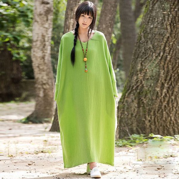 

summer sleeve linen cotton short skirt long vintage maxi robe large women's dress