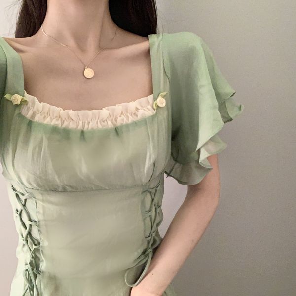 

авокадо зеленый малое свежие талии чаепитие французского первая любовь лето лодыжка сиань й платье dressdress dresssen nl4mr, Black;gray