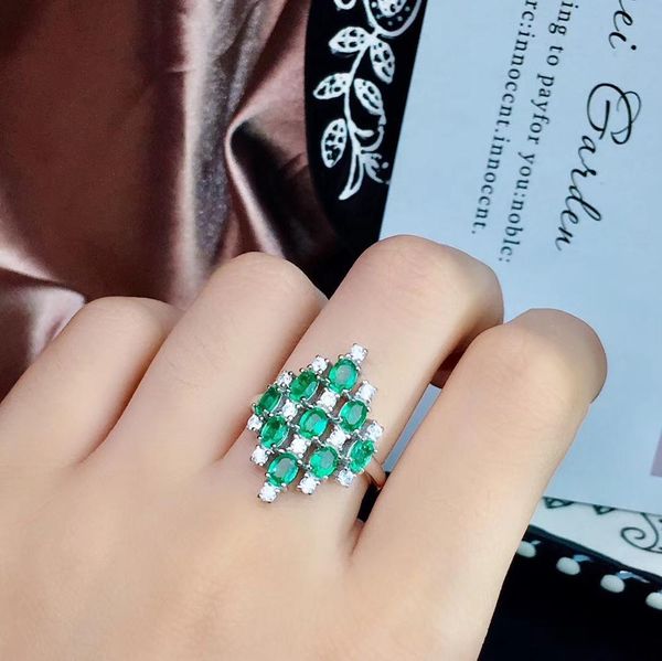 

super luxury emerald ring, natural emerald, good quality, beautiful color, colombian emerald. 925 sterling silver j0112, Slivery;golden