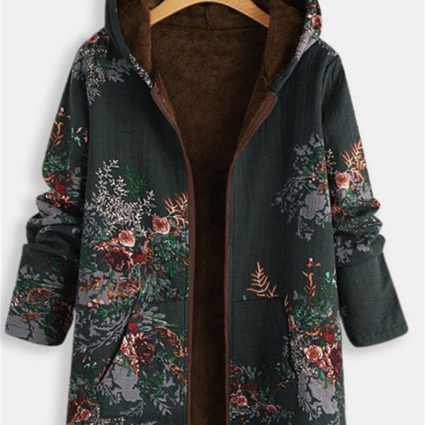

2021 new dmw001 # xl winter retro plus velvet cotton medium-length coat warm female jacket, pntq, Black;brown