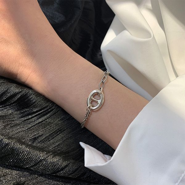 

925 серебряный браслет свиной пятачок браслет women ins небольшой дизайн чистые красные подружек небольшой ювелирные изделия толпы прохладны, Golden;silver