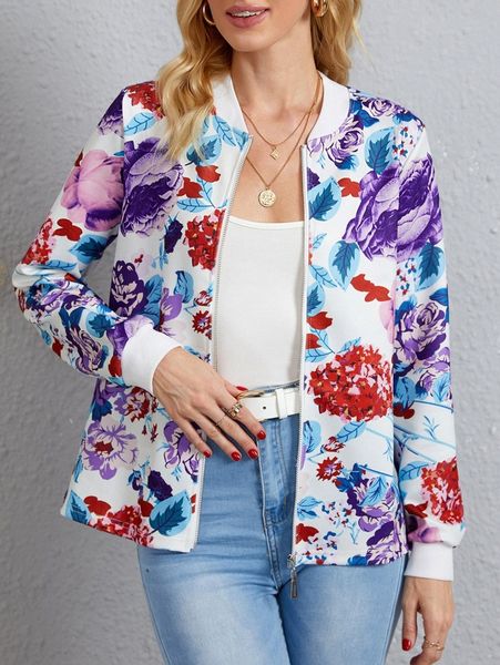 

emery rose floral print zip up bomber jacket s2id#, Black;brown
