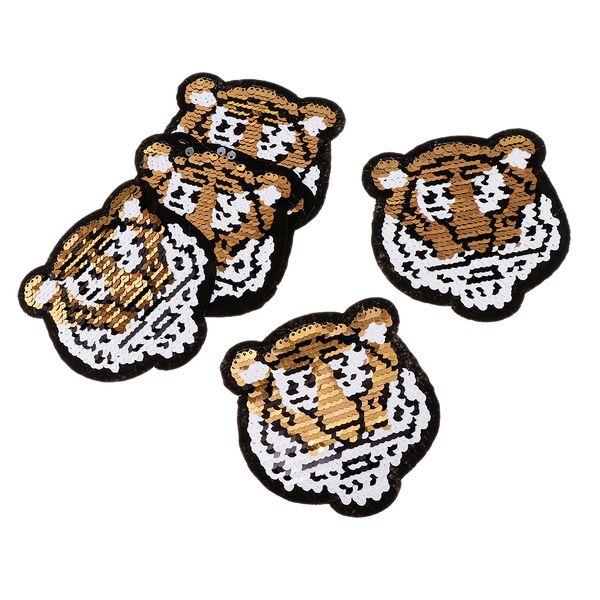 

6pcs diy tiger head embroidery appliques stickers patches clothes decoration