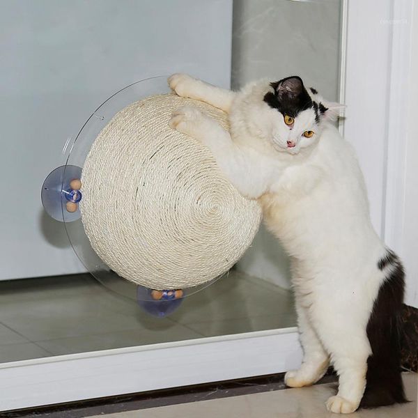 

cat window sisal scratcher ball with suction cups cat perch on window wall hammock for cats sisal rope woven ball toys hw2571