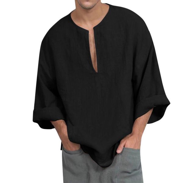 

plus size 5xl mens shirts 2021 autumn mens baggy casual solid t shirts long sleeve blouses men shirt male clothing#g9, White;black