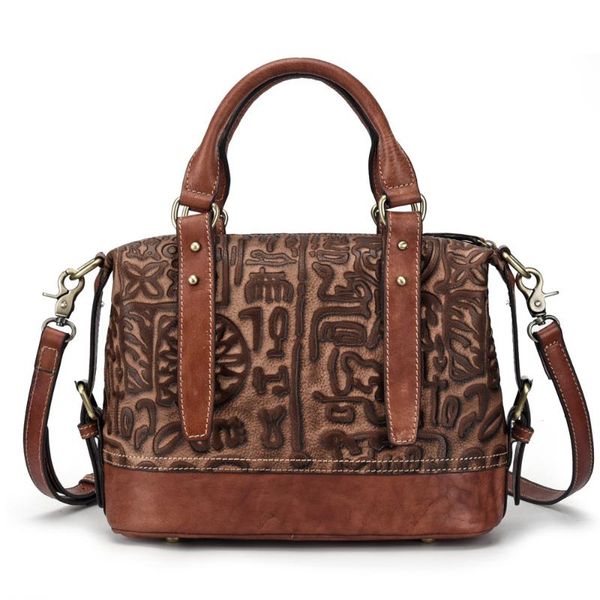

luxury women shoulder messenger bag new genuine leather planting tanning brushing bark paste soft handbag retro-vintage bag