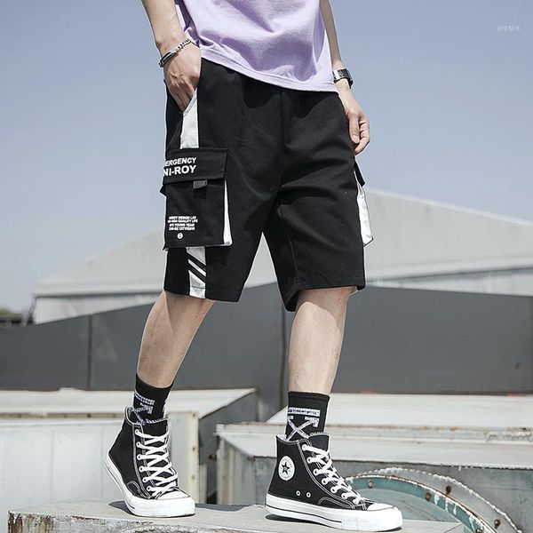 

mens cargo shorts summer sport shorts hip hop sweatpants men with pockets three quarter for men loose walk1, White;black
