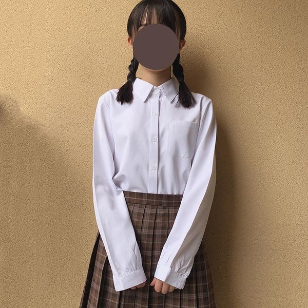 

japanese high school uniform pointed collar square collar long sleeved solid white shirt for flutter sleeve anime cosplay xs xxxl 5xl
