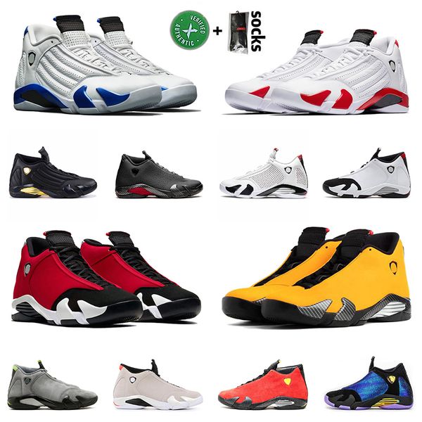 

new jumpman 14 basketball shoes 14s hyper royal satin jordan retro reverse ferrar yellow mens sports trainers sneakers size 40-47, White;red
