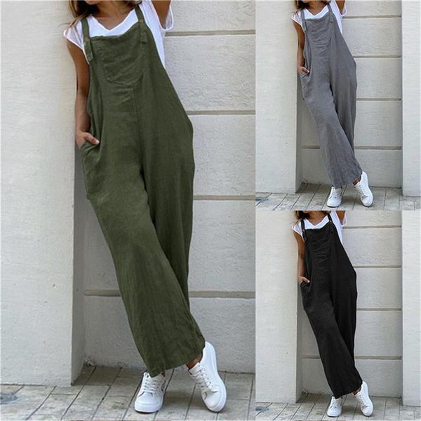 

women suspender rompers overalls 2020 vintage jumpsuits playsuits long pockets wide leg pants combinaison oversize, Black;white