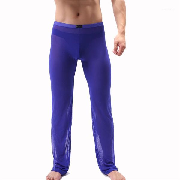 

men mesh pants mens long pants breathable men sleep bottoms gashion gay wear see through casual homewear1, Black;brown