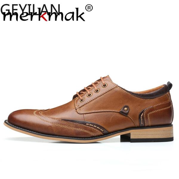 

men genuine leather casual shoes mens lace-up dress shoe business formal footwear big size49 48 47 party wedding flat, Black