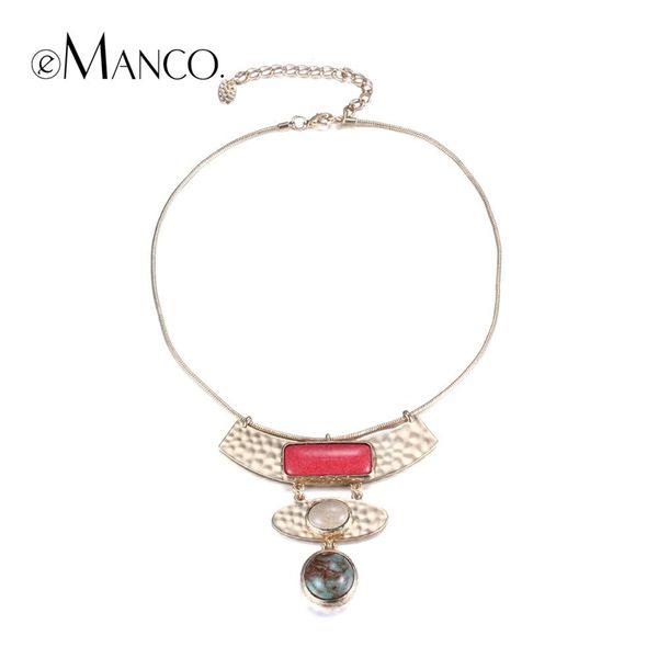 

emanco alloy stone choker necklace geometric pendant necklaces for women concise snake chain fine collier femme y200323, Silver