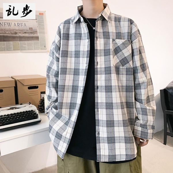 

rampo shirt male korean style trend handsome solid color shirt autumn new harajuku couple long sleeve1, White;black