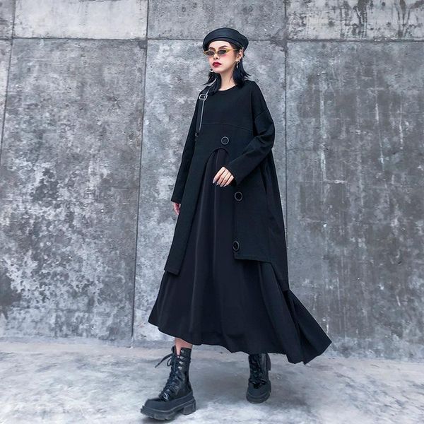

high cold royal sister style mature dress 2020 spring dresses dress women long black long sleeve curne0218021, Black;gray
