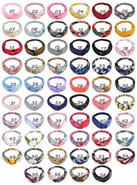 

new bow knotted elastic headband for women girls flower floral pattern turban cloth hairband twisted headbands hair accessories 58 styles, Slivery;white