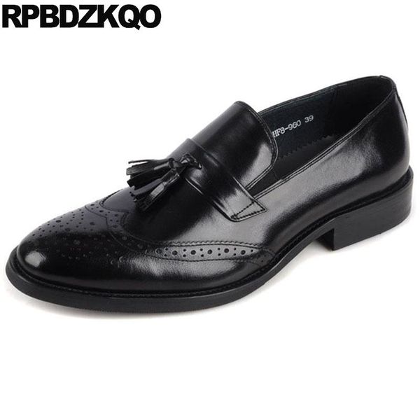 

italian brogue formal wedding tassel men oxfords shoes handmade genuine leather casual spring wingtip brand dress black loafers