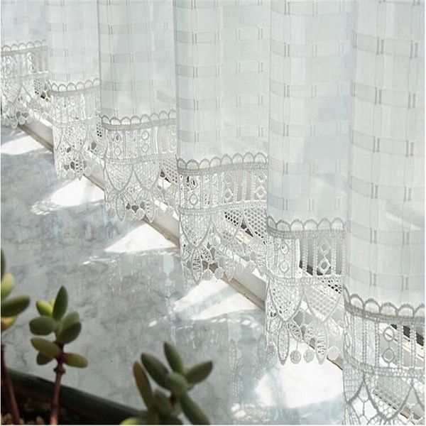 

curtain & drapes grid lace coffee half kitchen door short small for home window decoration