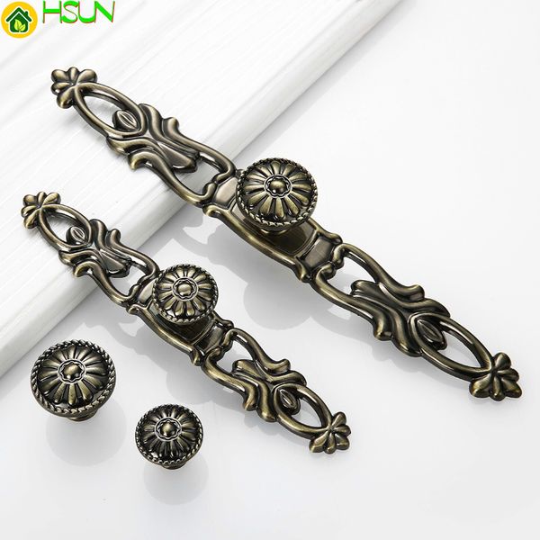 

2 pcs antique furniture knobs buton cabinet door handle bronze wardrobe drawer pulls