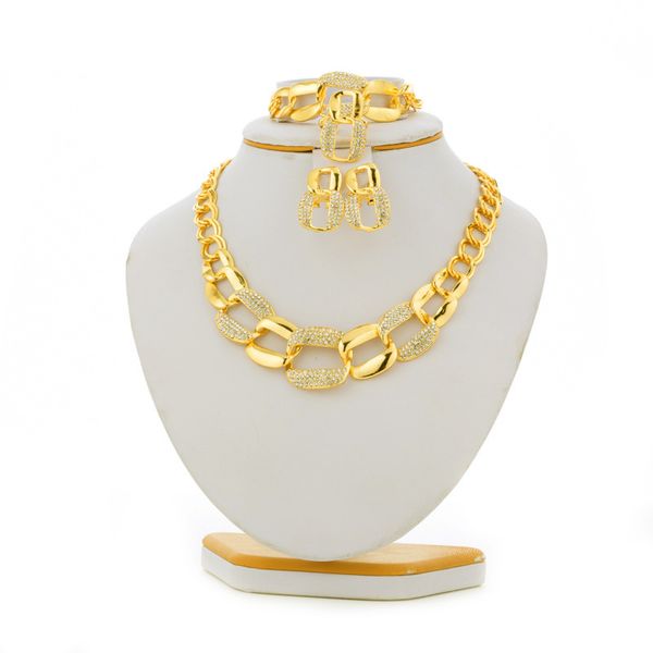 

heart ethiopian african jewelry eritrea bridal wedding jewelry sudan sets arab for women gifts gold color with link chain 201222, Slivery;crystal