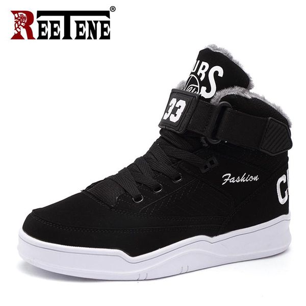 

reetene winter warm men snow boots high fur men's boots fashion velvet men boots casual men's shoes plush size 39-47 201110, Black