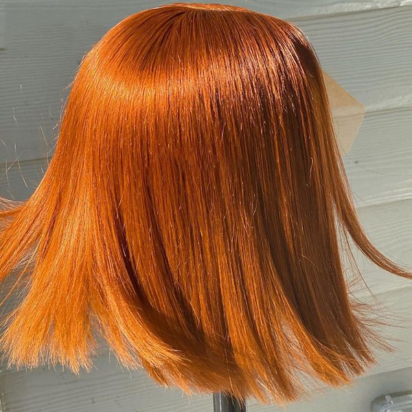 

costume accessories 180% density straight short bob ginger orange lace front synthetic wig for black women with babyhair preplucked adjustab, Silver