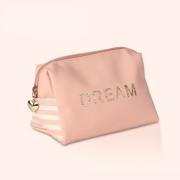 

4renh pu pink bag collection triangle cosmetic cosmetic bag gold travel cosmetics stamping printing axcxk