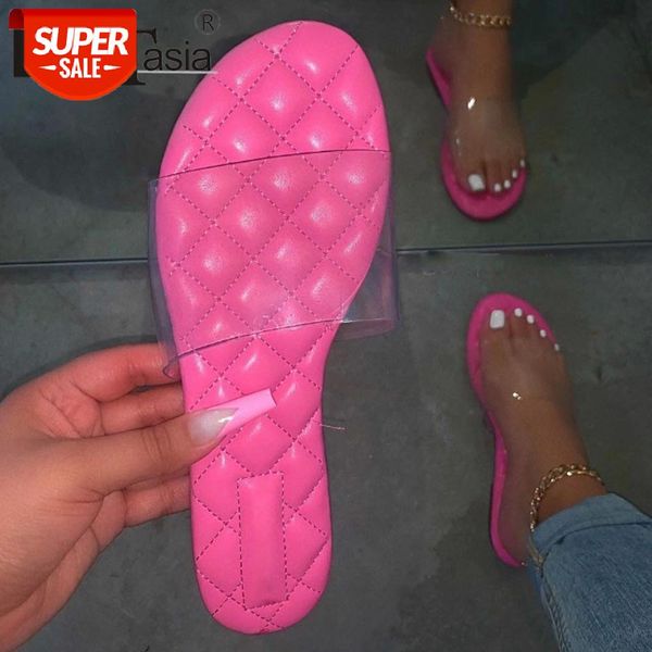 

doratasia ins trendy bright colors flat slides casual low heel summer slippers women fashion transparent pvc shoes woman #aj58, Black