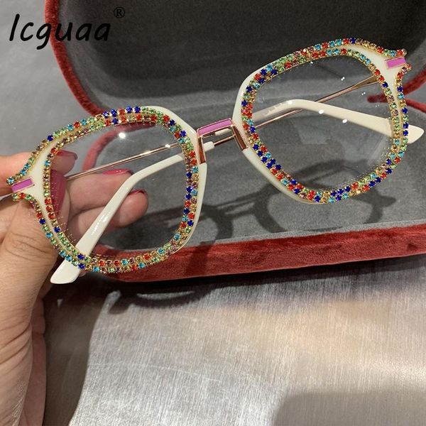 

sunglasses gold rhinestone for women 2021 brand designer shades sun glasses men vintage metal clear eyewear uv400 sunglass, White;black