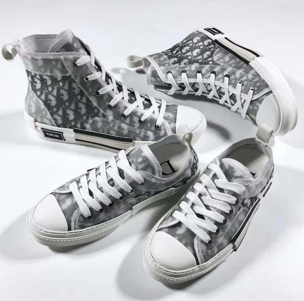 

19ss dior косой homme kaws b23 luxury дизайнер женщины man марка париж баскетбол высокие кроссовки патроны холст обувь повседневная обувь са, Black