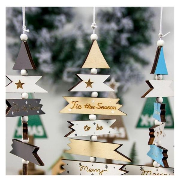 

2020 new year tree ornament wooden printed hanging pendants gifts home party christmas decor navidad gift