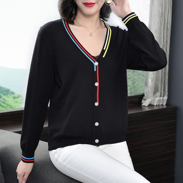 

2020 autumn new ice silk sunscreen air conditioning coat knitwear shirt knitwear cardigan thin coat woman 9cu1e, White;black