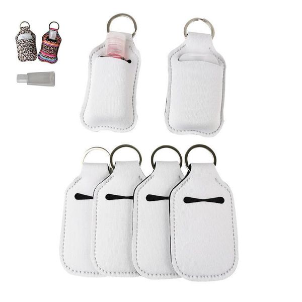 

30ml sublimation blank neoprene perfume bottle holder sbr blank hand sanitizer bottle set white perfume bottle holder keychain gift, Silver