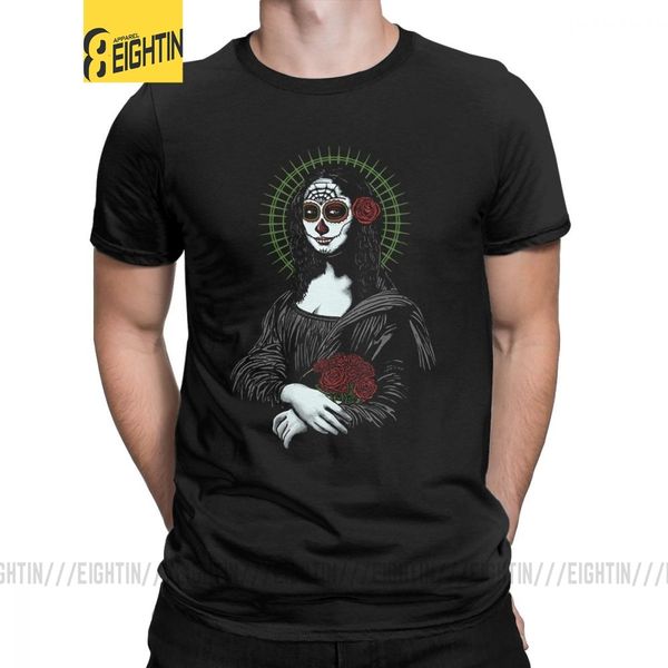

t мужская рубашка mona lisa футболки sugar skull смешные короткие рукава искусство horror тройники crewneck tops марка спорта с капюшоном ho