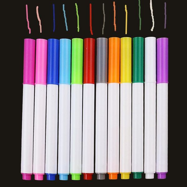 

12 pcs set different colors water soluble liquid chalk children's drawing pen non dust board chalk marker office school supplies h wmtc, Black;red