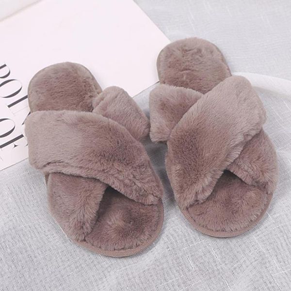 

slippers winter fashion wool warm indoorhome outdoor fur ladies shoes, Black